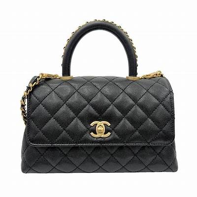 CHANEL 🖤 23P Black Caviar Small Coco Handle Brushed Gold Hardware