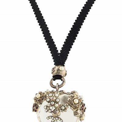 CHANEL NECKLACE CHOKER Heart Metal Strass Rhinestone Pearl Silver  w/Accessories $1,340.73 - PicClick
