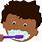 Cartoon Black Kid Brushing Teeth