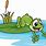 Cartoon Frog in Water