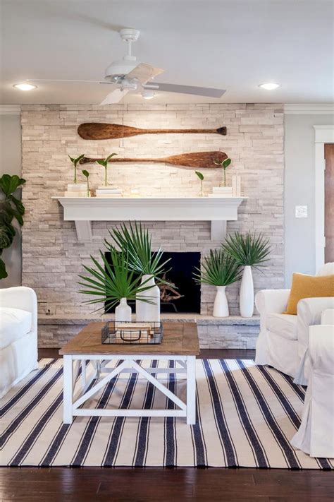 Coastal Living Room Ideas with Fireplace