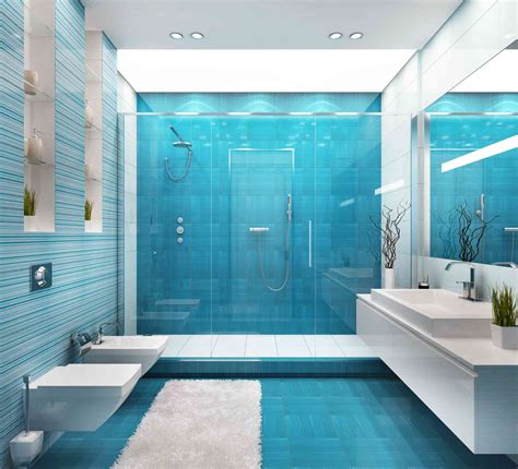 Contemporary Blue Bathrooms