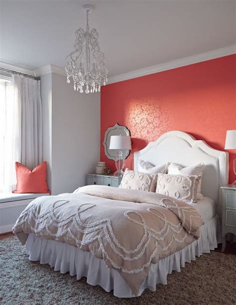Coral and Gray Bedroom