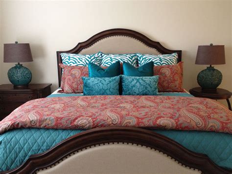 Coral and Teal Bedroom