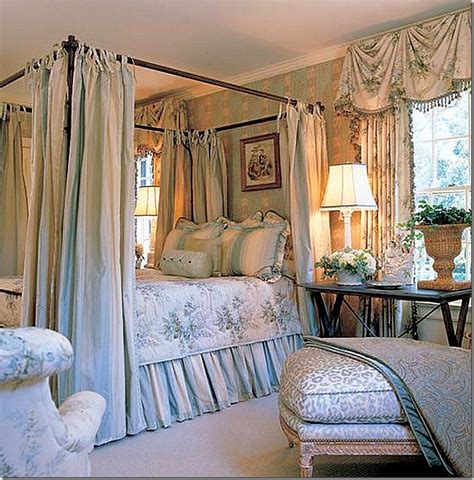 Country French Bedroom Blue Canopy