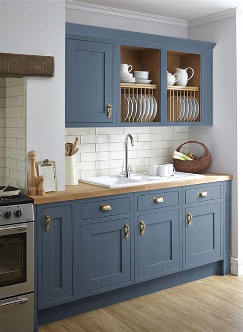 Country Kitchen with Blue Cabinets