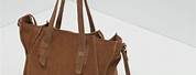 Dark Brown Leather Suede Tote Bag