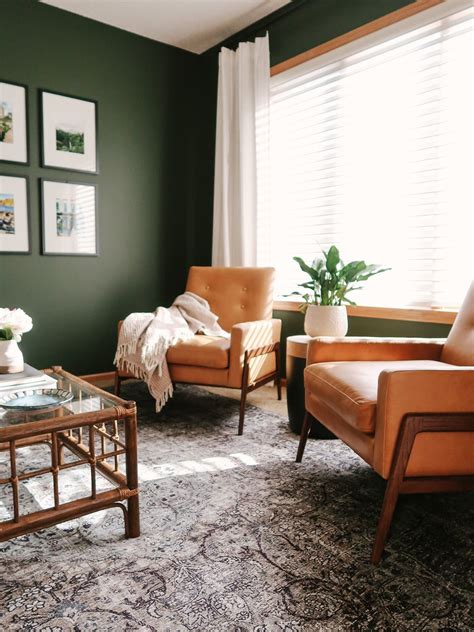 Dark Green and Brown Living Room