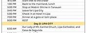 Day Tour Itinerary