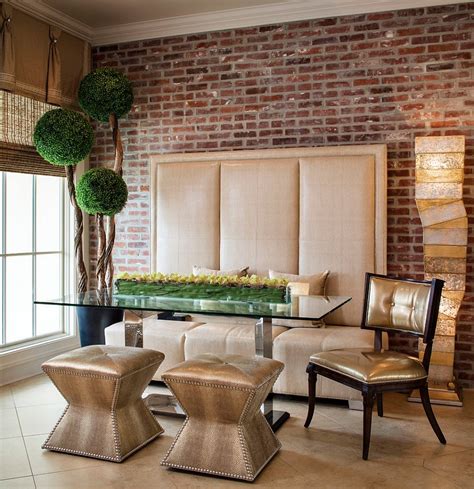 Dining Room with Brick Wall