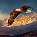 Eagle Soaring Over Mountains
