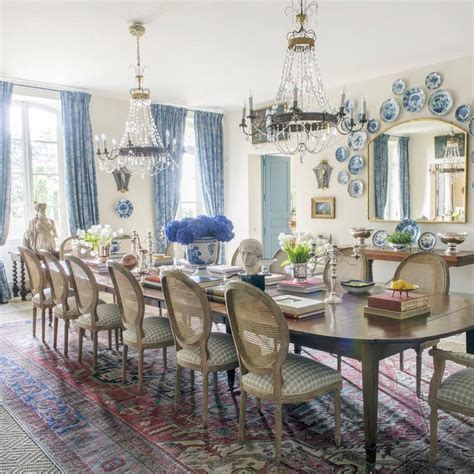 French Country Blue Dining Room
