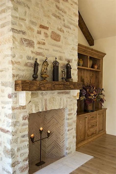 French Country Brick Fireplace