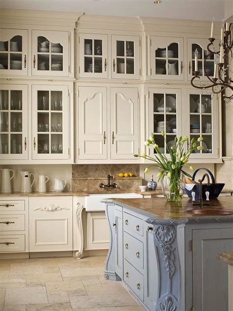 French Country Kitchen with White Cabinets