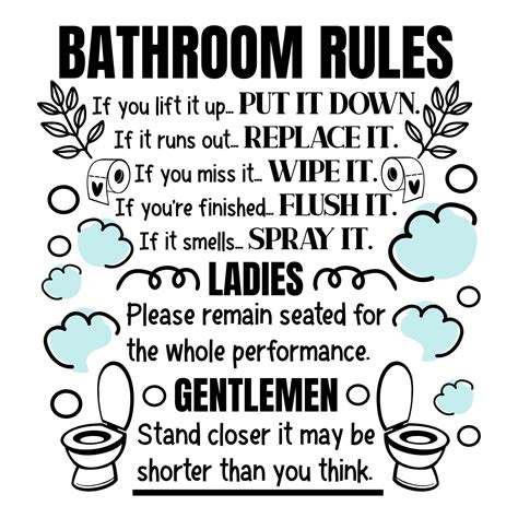 Funny Bathroom Rules Signs