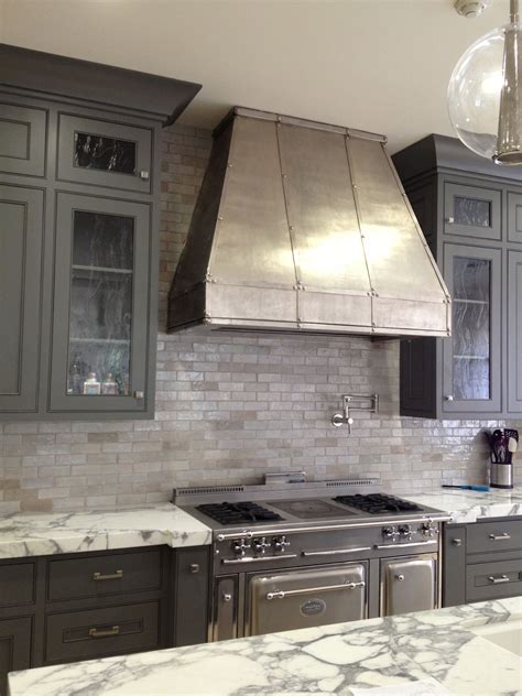 Gray Kitchen Cabinets with Tile Backsplash