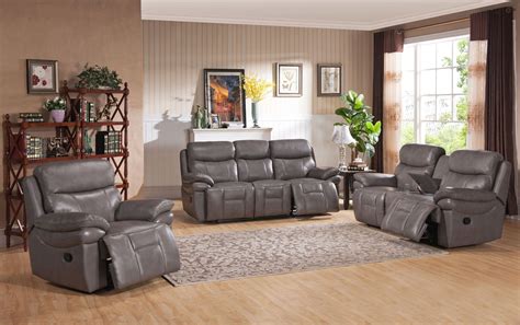 Gray Leather Living Room Furniture Sets