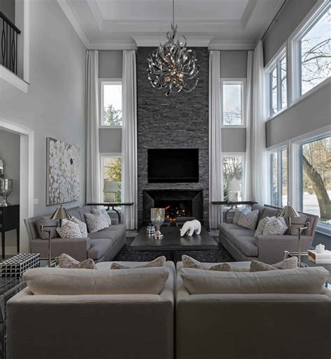 Gray Living Room with Fireplace