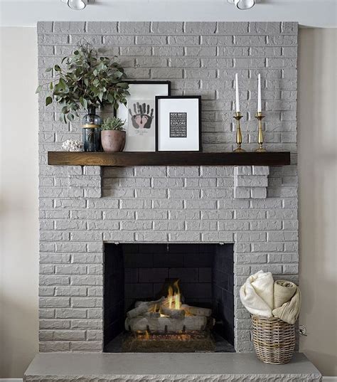 Gray Painted Brick Fireplace Ideas