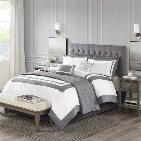 Gray and White Bedding