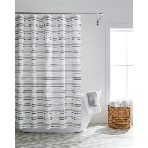 Gray and White Shower Curtain