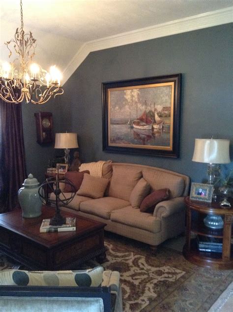 Grey Brown and Blue Living Room