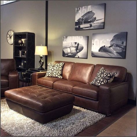 Grey Living Room with Brown Couch