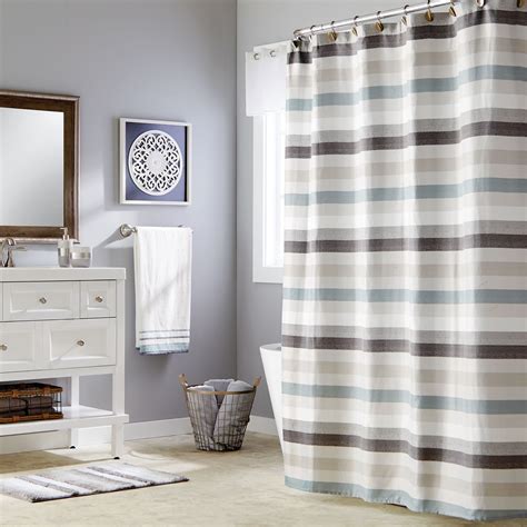 Grey Striped Shower Curtain