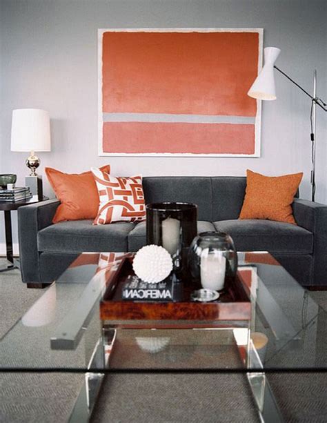 Grey Teal and Orange Living Room