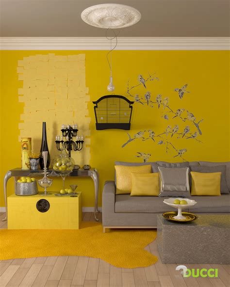 Grey and Lemon Living Room Ideas