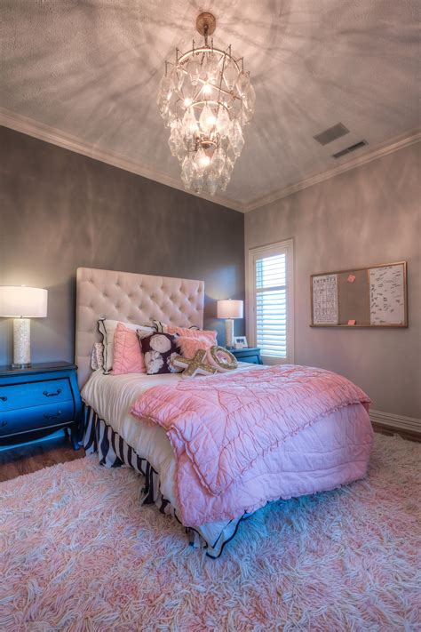 Grey and Pink Teen Girl Bedroom