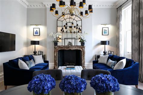 Grey and Royal Blue Living Room