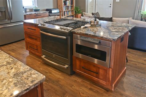 Kitchen Island with Slide in Stove