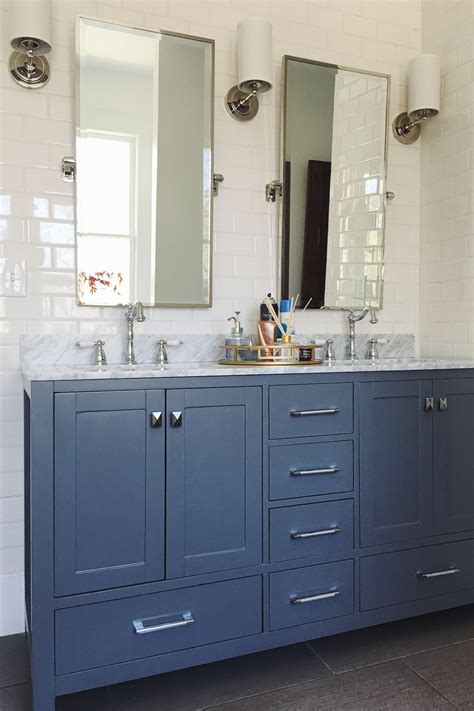 Light Blue Bathroom with Grey Vanity