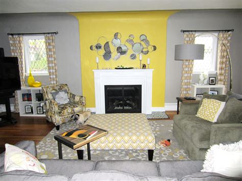 Light Grey and Yellow Living Room