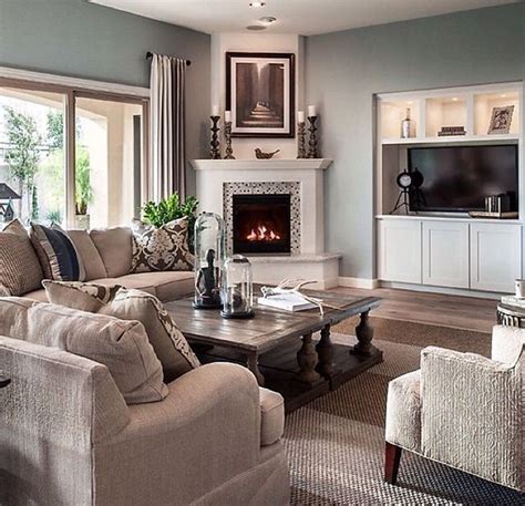 Living Room Arrangement with Corner Fireplace