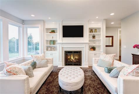 Living Room with Fireplace and TV