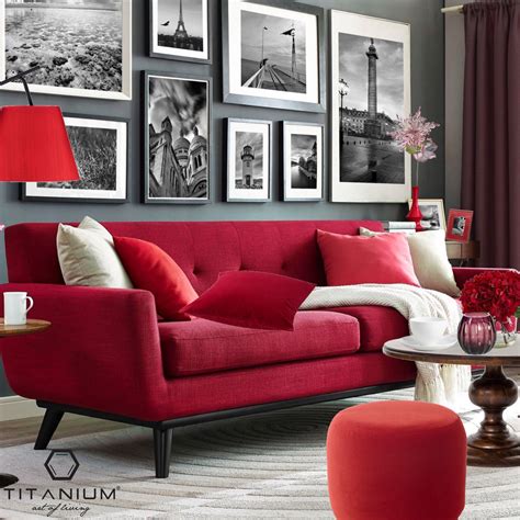 Living Room with Red Sofa