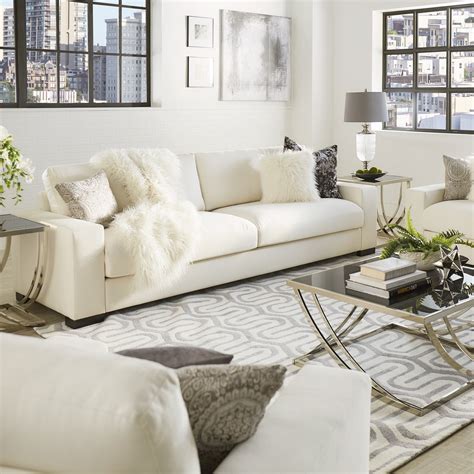 Living Room with White Couches