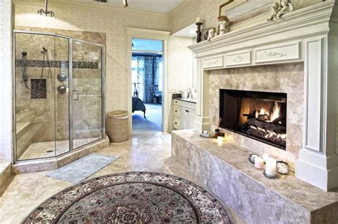 Master Bathroom with Fireplace