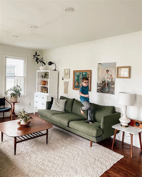 Mid Century Green Living Room
