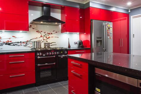 Modern Red Kitchen Cabinets