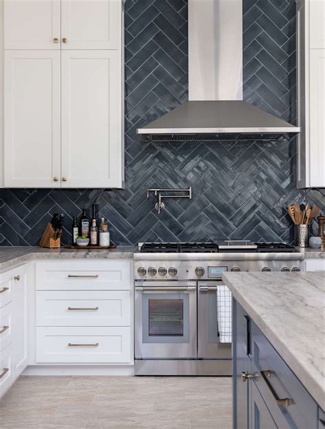 Navy Blue Tile Backsplash Kitchen