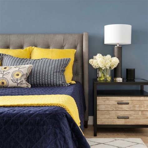 Navy and Yellow Bedroom