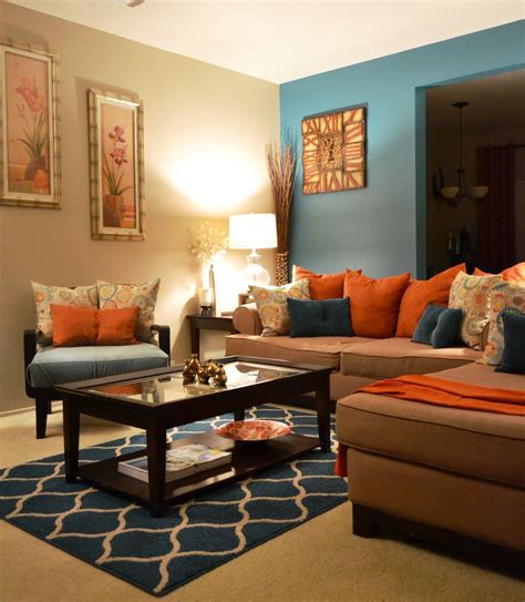 Orange Gray Teal Living Room Ideas