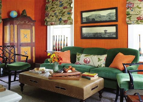 Orange and Green Living Room
