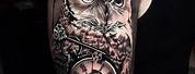 Owl and Clock Tattoo Designs