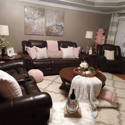 Pink and Brown Living Room