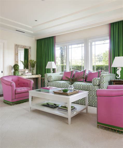 Pink and Green Living Room
