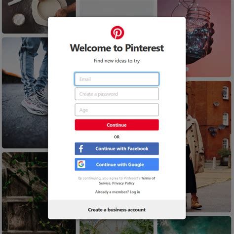 Pinterest Login with Email